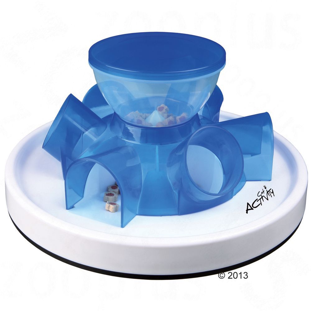 Trixie Cat Activity Tunnel Feeder - Denkspel - Blauw / Wit - 28x14 cm