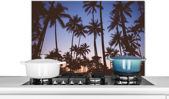 KitchenYeah Spatscherm keuken 90x60 cm - Palmboom - Aluminium
