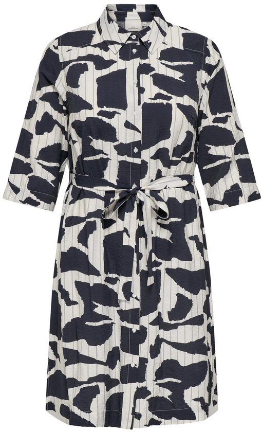 ONLY CARMAKOMA CARMISIA 3/4 BLK SHIRT DRESS WVN Dames Jurk