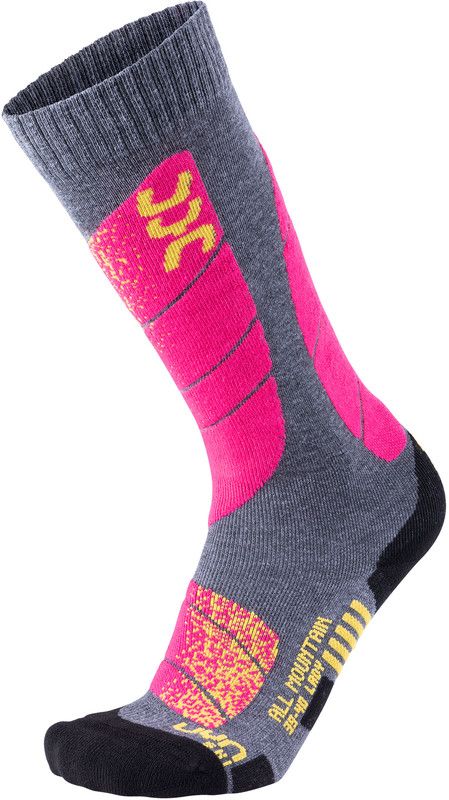 UYN All Mountain Skisokken Dames - EU 37/38 - medium grey melange/pink - 2019