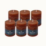 Spaas 6 Geurloze Rustieke Stompkaarsen, 80/110mm, ± 65 uur, Bordeaux