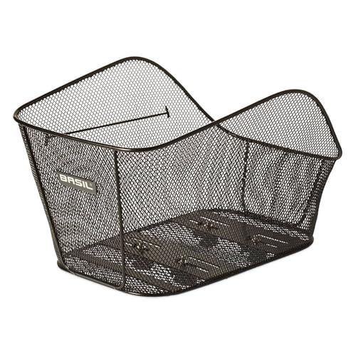Basil Icon achtermand multisystem NX – groot – staal fijnmazig – vaste montage SL-systeem – breedte en lengte verstelbaar – compatibel met vele e-bike-bagagedragers – 38 x 26 x 16 cm – zwart