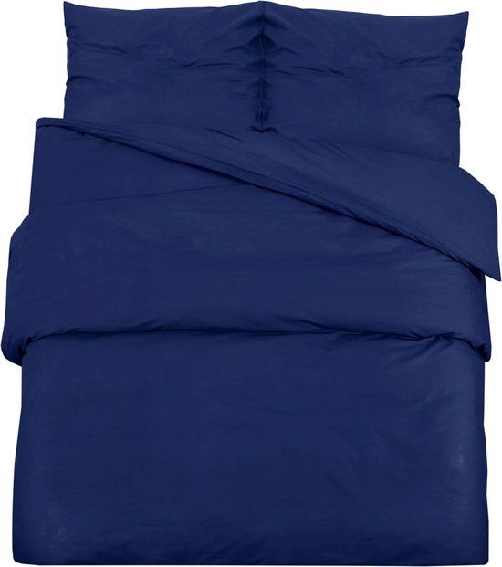 vidaXL Dekbedovertrekset 140x200 cm microvezel marineblauw
