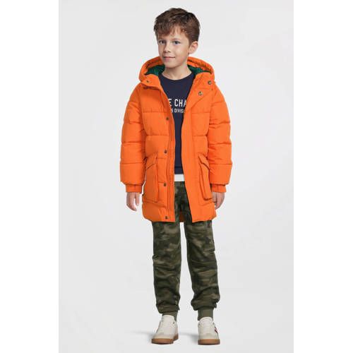 Anytime gewatteerde jas met capuchon oranje