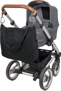 LÄSSIG Luiertas / Buggytas Casual Shopper Cord black - Zwart - Biologisch katoen