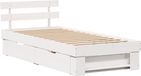 vidaXL Cadre de lit avec tête de lit Blanc 80 x 200 cm Bois de pin massif