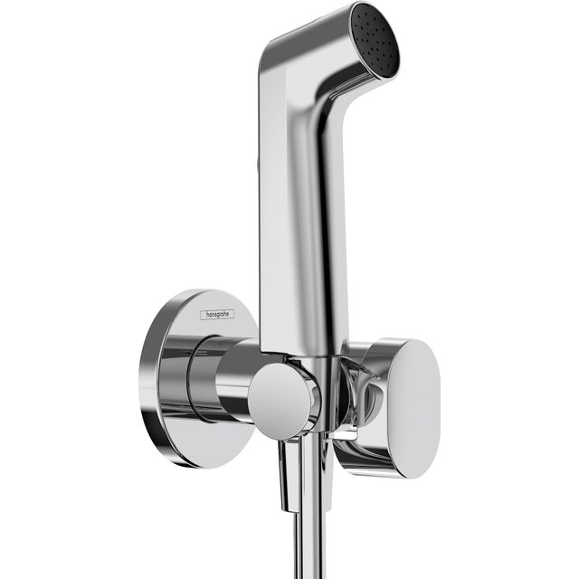 hansgrohe Bidethanddouche S met 1 waterbesparende jet (EcoSmart), incl. stopkraan, douchekophouder en doucheslang 1,25 m, voor warm water, chroom, 29232000