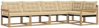vidaXL Hoek loungeset 5-delig Wit en Beige Acacia Hout