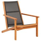 VidaXL Loungestoel Terras Gecapitonneerde zitting Eucalyptus Zwart