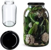 KADAX Inmaakpotten, 4 liter, diameter van 100 mm, ronde potten (1 stuk, zwart deksel)