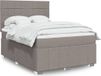vidaXL Boxspring met matras stof taupe 160x200 cm