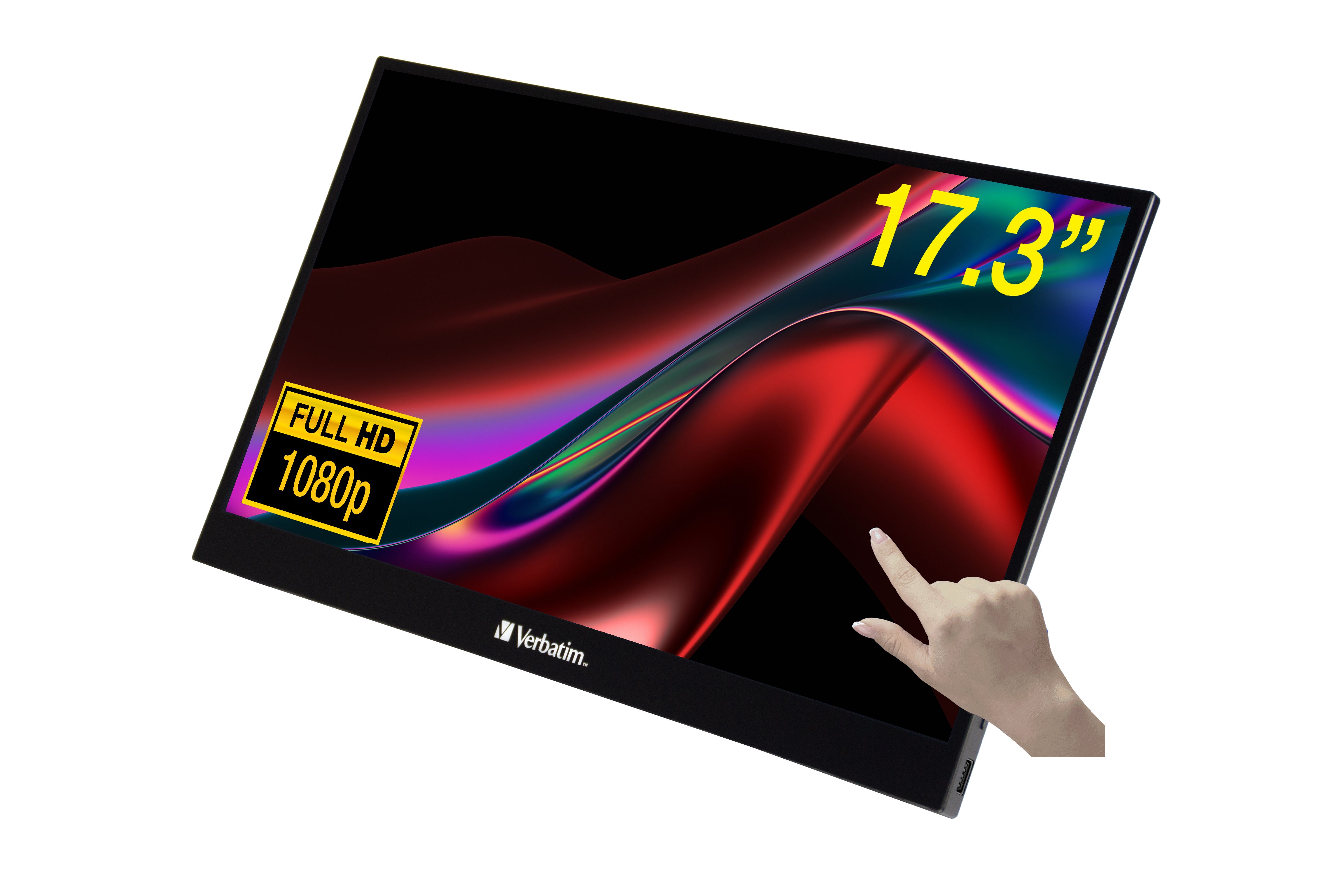 Verbatim PMT-17 - 17.3" Full HD Touchscreen Monitor - 1920x1080, IPS, HDMI, USB-C, Black