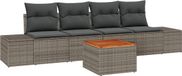 vidaXL Tuinbank Set 5-delig Grijs Polyrattan