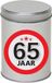 Merkloos Cadeau Snoepblik - 65 jaar verjaardag - 9 x 13 cm - Cadeauverpakking - Metaal - Zilver