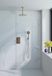 Fortifura Calvi Inbouw Regendoucheset - thermostatisch - plafondarm - 25cm - hoofddouche - ronde handdouche - metalen doucheslang - PVD - geborsteld messing (goud)