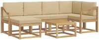 vidaXL Hoek loungeset 6 zitplaatsen Wit en Beige Massief Acacia Hout