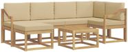 vidaXL Hoek loungeset 6 zitplaatsen Wit en Beige Massief Acacia Hout