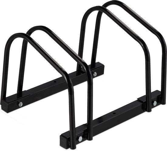 Relaxdays Fietsenrek voor 2 Fietsen - Fietsenstandaard - Bodemmontage - Zwart