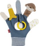 Fehn Otter Speelhandschoen Otter en vis met rammelaar, grijpring, ritselpapier en spiegel, versterkt ouder-kind-relatie, voor baby's en peuters 0+