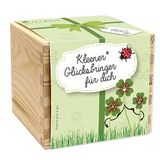 Feel Green ecobox, geluksklaver Kleener geluksbrenger voor jou, planten uit de houten kist 11 x 11 x 10 cm, Made in Austria, duurzaam cadeau-idee, kweekset