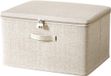 GelldG Boîte de rangement avec couvercle en tissu - Beige - Coton - 40x30x21 cm