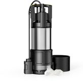 Wiltec Pompe immergée avec protection contre la marche à sec + interrupteur à flotteur – 1200 W – 6000 m³/h – jusqu'à 7 m – Hauteur de refoulement 40 m – Pompe à eau avec commutation automatique