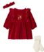 Vertbaudet Ensemble 3 pièces bébé avec robe + bandeau + collant thème Noël