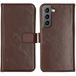 Selencia Étui portefeuille en cuir véritable Samsung Galaxy S22 - Marron