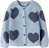 NAME IT Meisjes Cardigan NKFLIANAX LS KNIT CARD Lange mouw Ronde hals Biologisch katoen 146/152 Subdued Blue