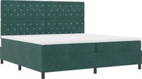 vidaXL LED Boxspringbed met Matras Donkergroen Fluweel 200 x 200 cm