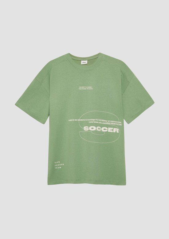 s.Oliver T-shirt saliegroen katoen met printopdruk voor kinderen