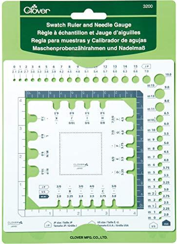 Clover CL3200 liniaal en naaldmeter Swatch Ruler en Naaldgauge, PET-kunststof, gesorteerd