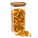 WDMT Pot de stockage en verre 2 Litres – Pot de conservation rectangulaire avec couvercle en bois – Boîte de stockage hermétique pour pâtes, riz, muesli et café – Transparent/Brun