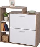 Merkloos Relaxdays Schoenenkast - 80x90x23,5 cm - naturel-wit
