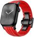 By Qubix Qubix Redefine siliconen band - Rood (zwarte sluiting) - Geschikt voor Apple Watch 44mm / 45mm / 46mm / 49mm (Ultra 1,2,3 en 4)