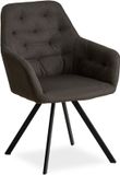 Homestyle4u Eetkamerstoelen van Linnen - met armleuningen - Antraciet