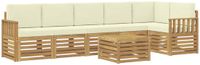 vidaXL - Hoek loungeset - 6 zitplekken - Polyester - Wit en crèmekleurig