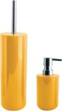 MSV Toiletborstel in houder 38 cm/zeeppompje 260 ml set Moods - kunststof - saffraan geel