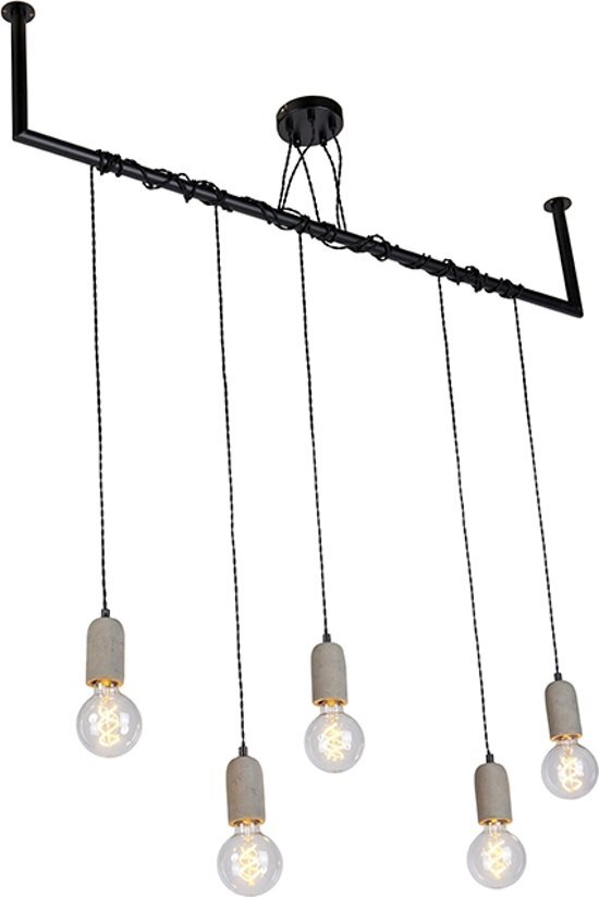 QAZQA Cavoba - Grote hanglamp - 5 lichts - L 1240 mm - grijs