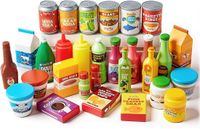 Play-act JOYIN 30 stuks kinderen plastic speelgoed speelgoed grocery blikjes, Pretend Play keukenaccessoires, neplevensmiddelen kindergeschenken & indoor speelgoed