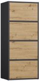 TOP E SHOP MALWA Alma - Dressoir / opbergkast - TIP-ON greeploos - 4 deuren - Antraciet en Eiken Artisan