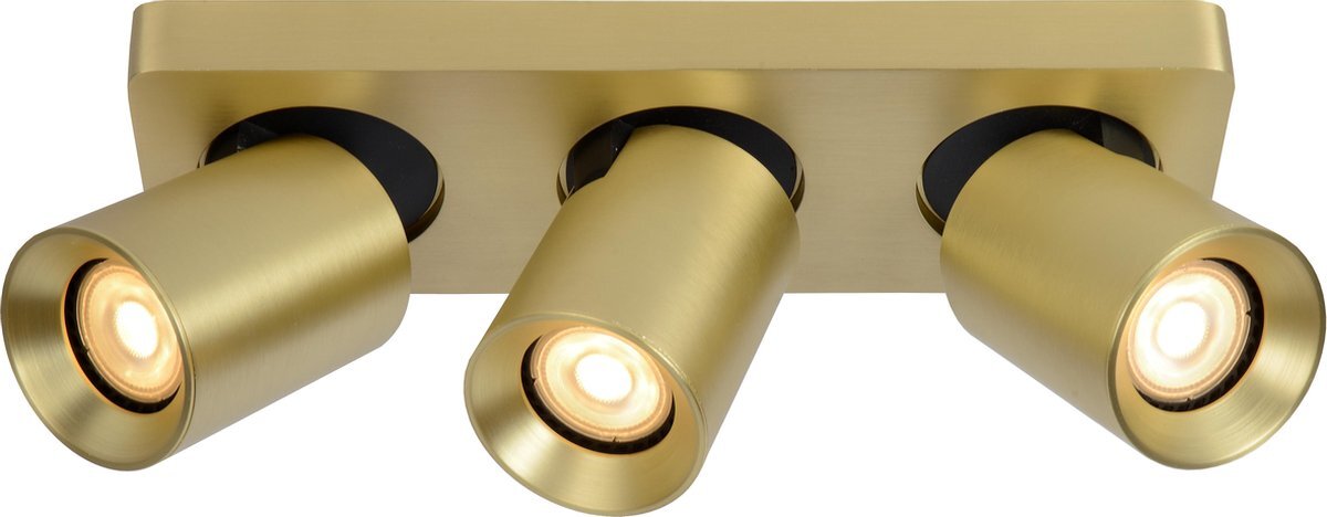 Lucide NIGEL - Plafondspot - LED Dim to warm - GU10 - 3x5W 2200K/3000K - Mat Goud / Messing