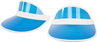 Merkloos / Sans marque Verkleed zonneklep/sunvisor - 2x - voor volwassenen - blauw/wit - Carnaval hoed
