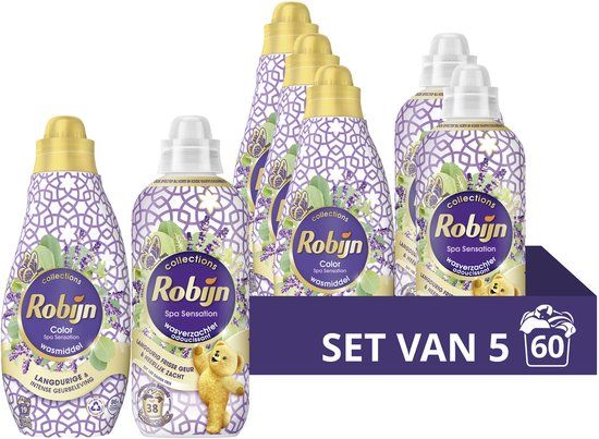 Robijn Perfect Match Wasmiddel en Wasverzachter Pakket - Spa Sensation - 60 wasbeurten - Set van 5
