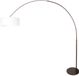 Steinhauer Booglamp Sparkled Light 4766CA Cacao met Grof Wit Linnen Kap