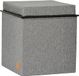 Love IT Store IT Premium 3-in-1 kruk met opbergruimte - kruk, dienblad en opbergdoos - van stof, versterkt met hout - comfortabel en stabiel - grijs - 37 x 37 x 40 cm