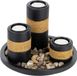 Merkloos Relaxdays waxinelichthouders - dienblad en steentjes - Ø 19,5 cm - tafeldecoratie woon- en eetkamer - zwart