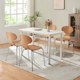 en.casa Eetkamerstoelen Kil set van 4 walnootkleurig en chroom