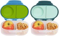 b.box Snackbox (2-pack) voor kinderen en peuters: 2 Vakjes Snackbakjes, Mini Bento Lunchbox. Lekvrij, BPA-vrij, vaatwasserbestendig. Leeftijd 4+ maanden (ocean breeze + Emerald forest)