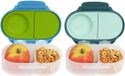 b.box Snackbox (2-pack) pour enfants et tout-petits : 2 compartiments boîte à snacks, mini bento lunchbox. Étanche, sans BPA, lavable au lave-vaisselle. Âge 4+ mois (brise océanique + forêt émeraude)